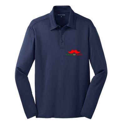 Cinco De Mayo Mustache Fiesta Silk Touch Performance Long Sleeve Polo