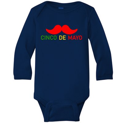 Cinco De Mayo Mustache Fiesta Baby Long Sleeve Bodysuit