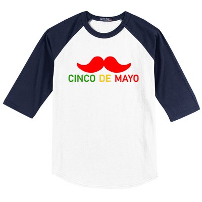 Cinco De Mayo Mustache Fiesta Baseball Sleeve Shirt