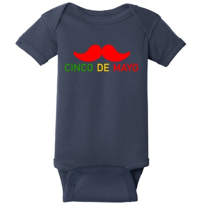 Cinco De Mayo Mustache Fiesta Baby Bodysuit