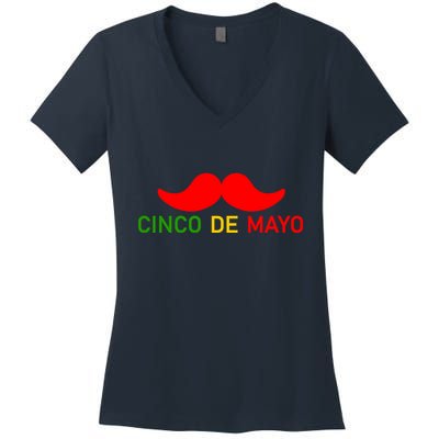 Cinco De Mayo Mustache Fiesta Women's V-Neck T-Shirt