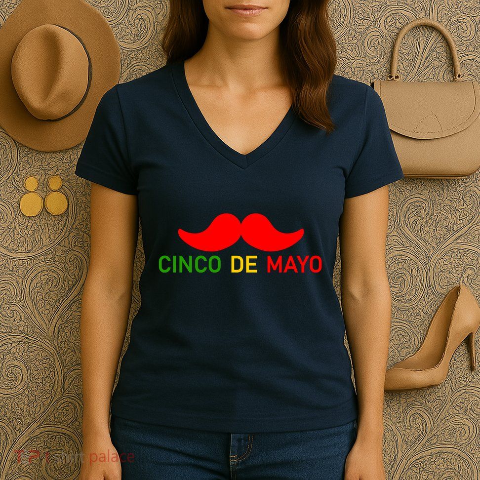 Cinco De Mayo Mustache Fiesta Women's V-Neck T-Shirt
