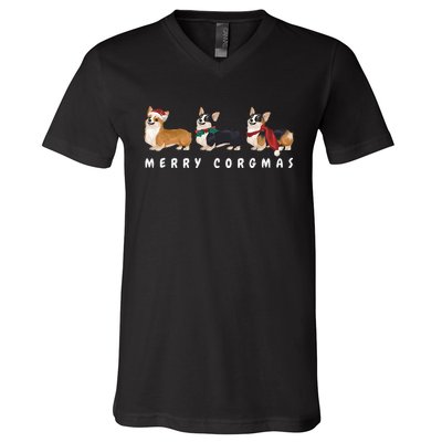 Corgi Dog Merry Corgmas Santa Corgi Ugly Christmas Sweater V-Neck T-Shirt