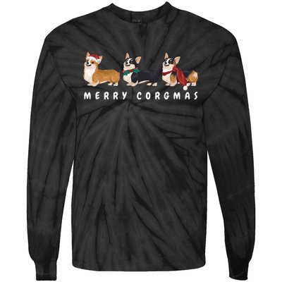 Corgi Dog Merry Corgmas Santa Corgi Ugly Christmas Sweater Tie-Dye Long Sleeve Shirt