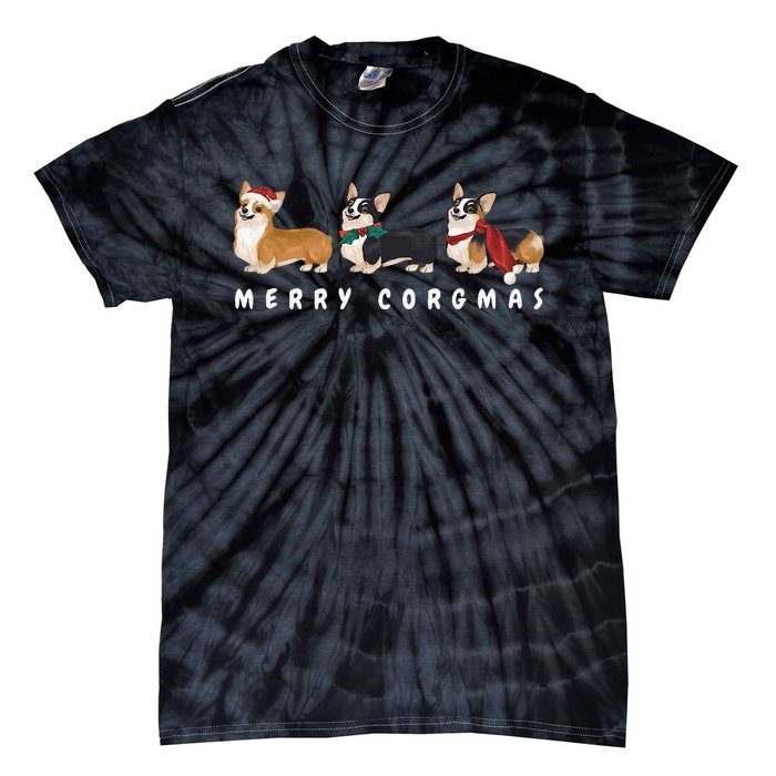 Corgi Dog Merry Corgmas Santa Corgi Ugly Christmas Sweater Tie-Dye T-Shirt