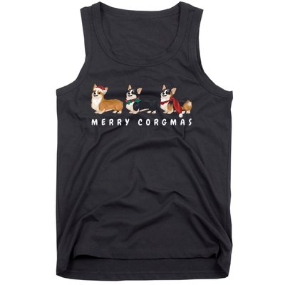 Corgi Dog Merry Corgmas Santa Corgi Ugly Christmas Sweater Tank Top