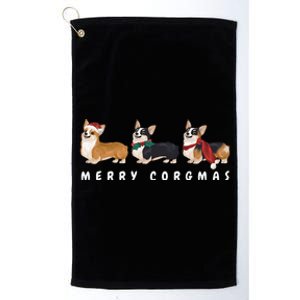 Corgi Dog Merry Corgmas Santa Corgi Ugly Christmas Sweater Platinum Collection Golf Towel