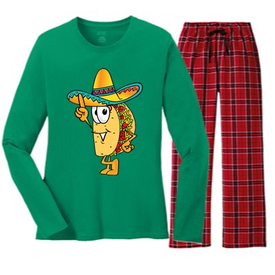 Cinco De Mayo Taco Women's Long Sleeve Flannel Pajama Set 