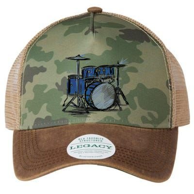 Cool Drummer Music Design Featuring A Sketch Of A Drum Kit Gift Legacy Tie Dye Trucker Hat