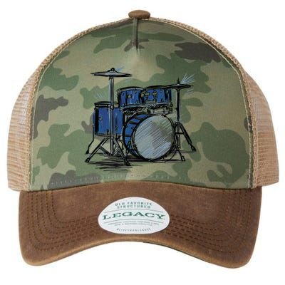 Cool Drummer Music Design Featuring A Sketch Of A Drum Kit Gift Legacy Tie Dye Trucker Hat