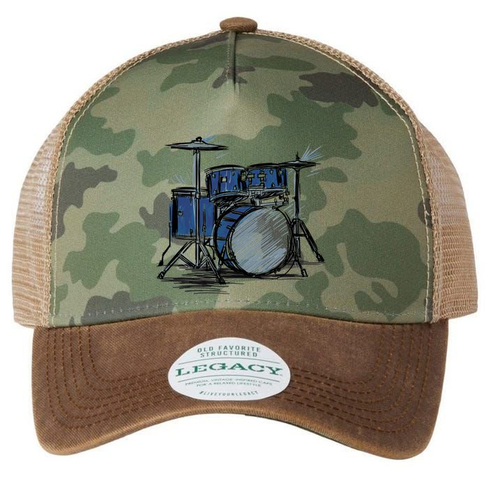 Cool Drummer Music Design Featuring A Sketch Of A Drum Kit Gift Legacy Tie Dye Trucker Hat