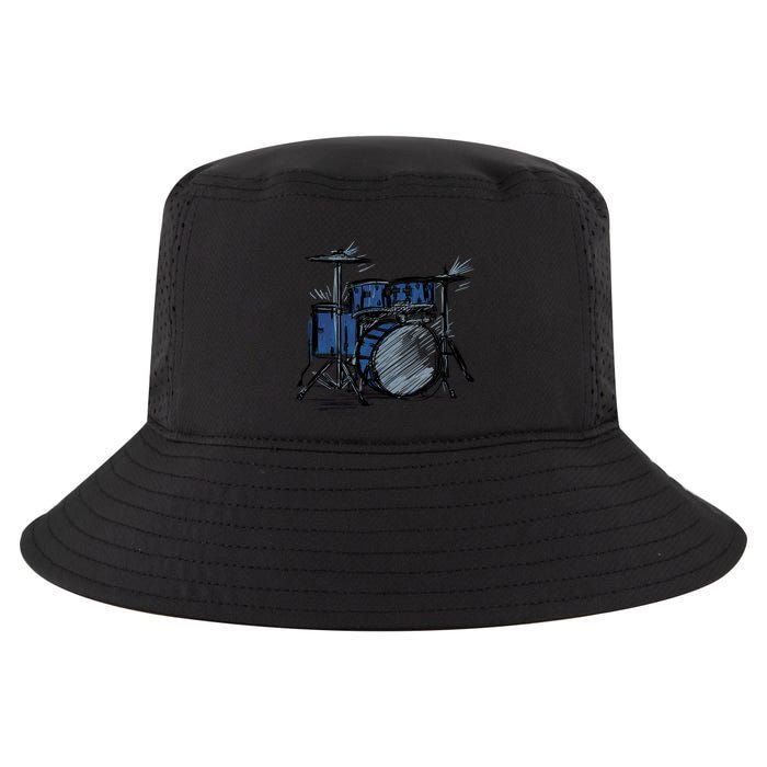 Cool Drummer Music Design Featuring A Sketch Of A Drum Kit Gift Cool Comfort Performance Bucket Hat