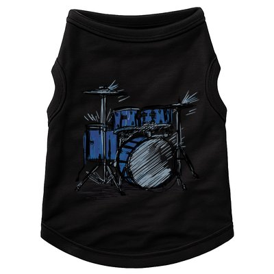 Cool Drummer Music Design Featuring A Sketch Of A Drum Kit Gift Doggie Tank