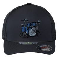 Cool Drummer Music Design Featuring A Sketch Of A Drum Kit Gift Flexfit Unipanel Trucker Cap