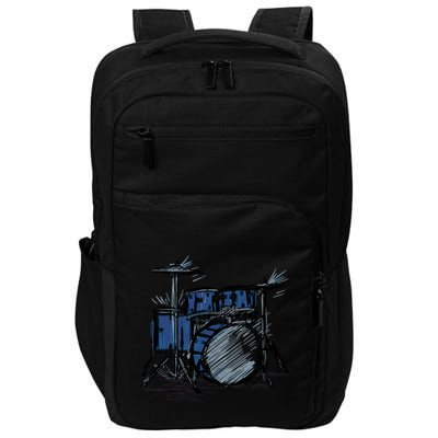 Cool Drummer Music Design Featuring A Sketch Of A Drum Kit Gift Impact Tech Backpack