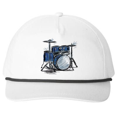 Cool Drummer Music Design Featuring A Sketch Of A Drum Kit Gift Snapback Five-Panel Rope Hat