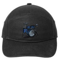 Cool Drummer Music Design Featuring A Sketch Of A Drum Kit Gift 7-Panel Snapback Hat