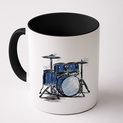 Cool Drummer Music Design Featuring A Sketch Of A Drum Kit Gift Mug