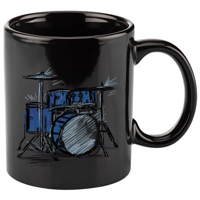 Cool Drummer Music Design Featuring A Sketch Of A Drum Kit Gift 11oz C Handle Ceramic Mug