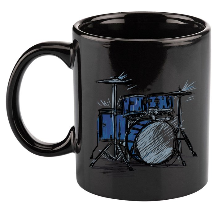Cool Drummer Music Design Featuring A Sketch Of A Drum Kit Gift 11oz C Handle Ceramic Mug