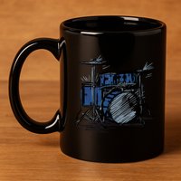 Cool Drummer Music Design Featuring A Sketch Of A Drum Kit Gift 11oz C Handle Ceramic Mug