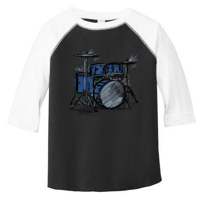 Cool Drummer Music Design Featuring A Sketch Of A Drum Kit Gift Toddler Fine Jersey T-Shirt