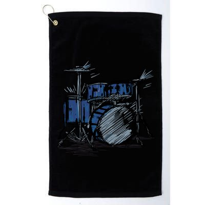 Cool Drummer Music Design Featuring A Sketch Of A Drum Kit Gift Golf Towel
