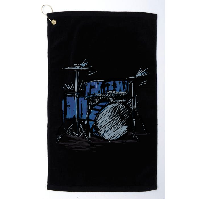 Cool Drummer Music Design Featuring A Sketch Of A Drum Kit Gift Golf Towel