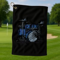 Cool Drummer Music Design Featuring A Sketch Of A Drum Kit Gift Golf Towel