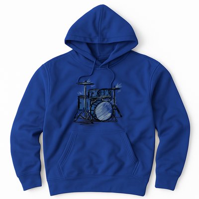 Cool Drummer Music Design Featuring A Sketch Of A Drum Kit Gift Hoodie