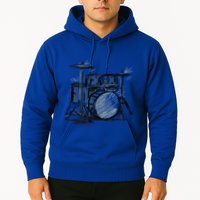 Cool Drummer Music Design Featuring A Sketch Of A Drum Kit Gift Hoodie