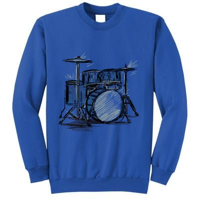 Cool Drummer Music Design Featuring A Sketch Of A Drum Kit Gift Sweatshirt