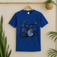 Cool Drummer Music Design Featuring A Sketch Of A Drum Kit Gift T-Shirt