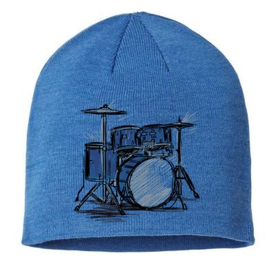 Cool Drummer Music Design Featuring A Sketch Of A Drum Kit Gift Sustainable Beanie