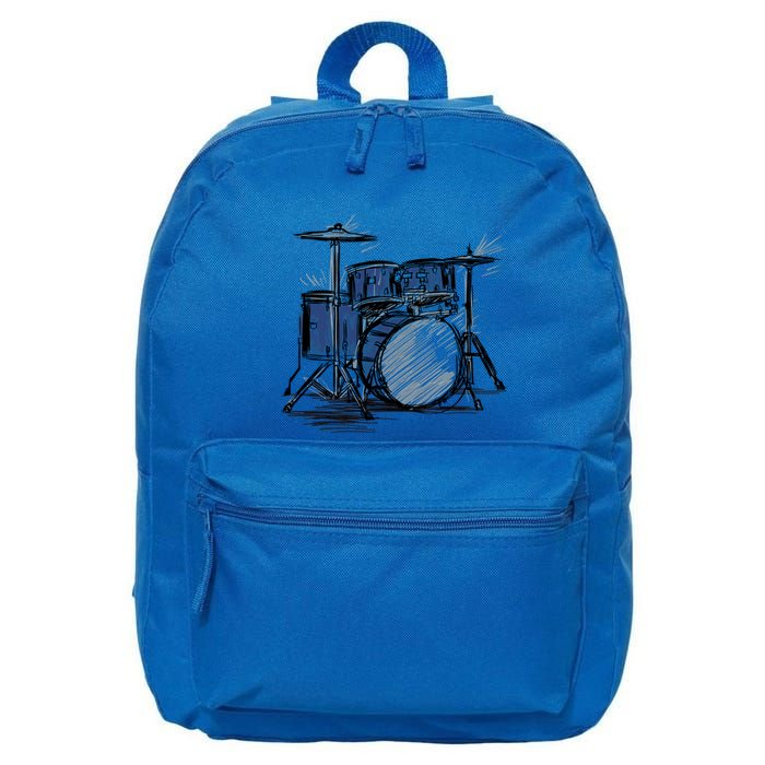 Cool Drummer Music Design Featuring A Sketch Of A Drum Kit Gift 16 in Basic Backpack