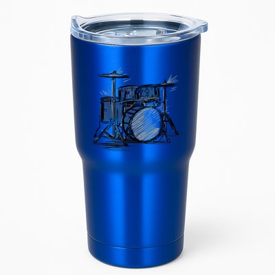 Cool Drummer Music Design Featuring A Sketch Of A Drum Kit Gift Tumbler