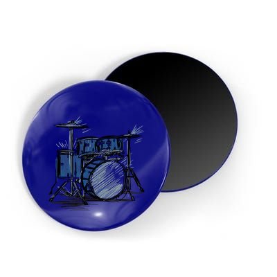Cool Drummer Music Design Featuring A Sketch Of A Drum Kit Gift Magnet