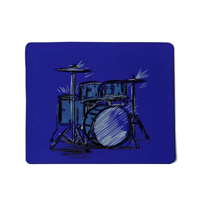 Cool Drummer Music Design Featuring A Sketch Of A Drum Kit Gift Mousepad