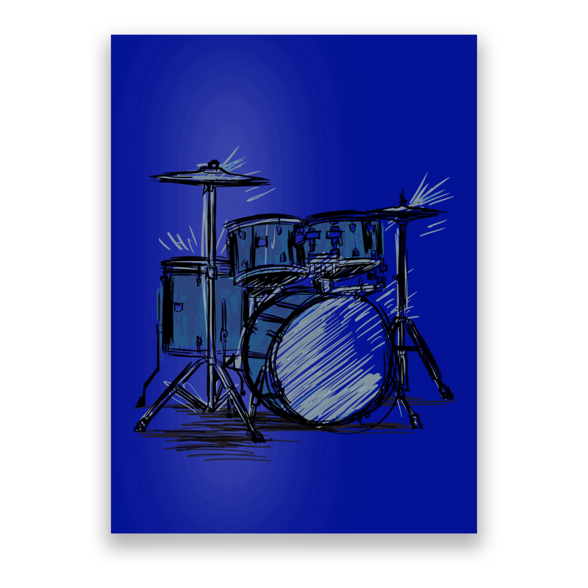 Cool Drummer Music Design Featuring A Sketch Of A Drum Kit Gift Poster