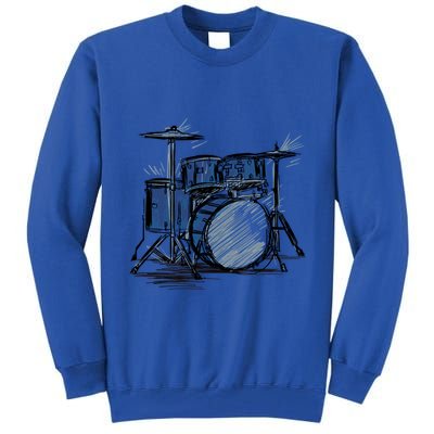 Cool Drummer Music Design Featuring A Sketch Of A Drum Kit Gift Tall Sweatshirt