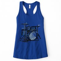 Cool Drummer Music Design Featuring A Sketch Of A Drum Kit Gift Womens Tank Top