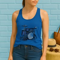 Cool Drummer Music Design Featuring A Sketch Of A Drum Kit Gift Womens Tank Top