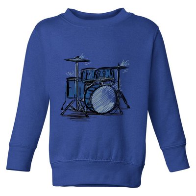Cool Drummer Music Design Featuring A Sketch Of A Drum Kit Gift Toddler Sweatshirt