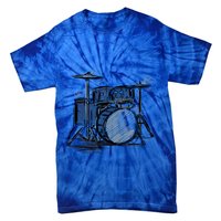Cool Drummer Music Design Featuring A Sketch Of A Drum Kit Gift Tie-Dye T-Shirt