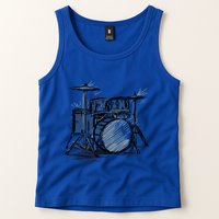 Cool Drummer Music Design Featuring A Sketch Of A Drum Kit Gift Tank Top
