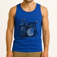Cool Drummer Music Design Featuring A Sketch Of A Drum Kit Gift Tank Top