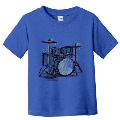 Cool Drummer Music Design Featuring A Sketch Of A Drum Kit Gift Toddler T-Shirt