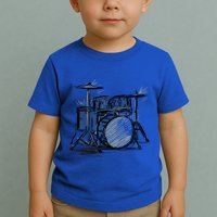 Cool Drummer Music Design Featuring A Sketch Of A Drum Kit Gift Toddler T-Shirt