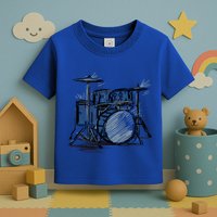 Cool Drummer Music Design Featuring A Sketch Of A Drum Kit Gift Toddler T-Shirt