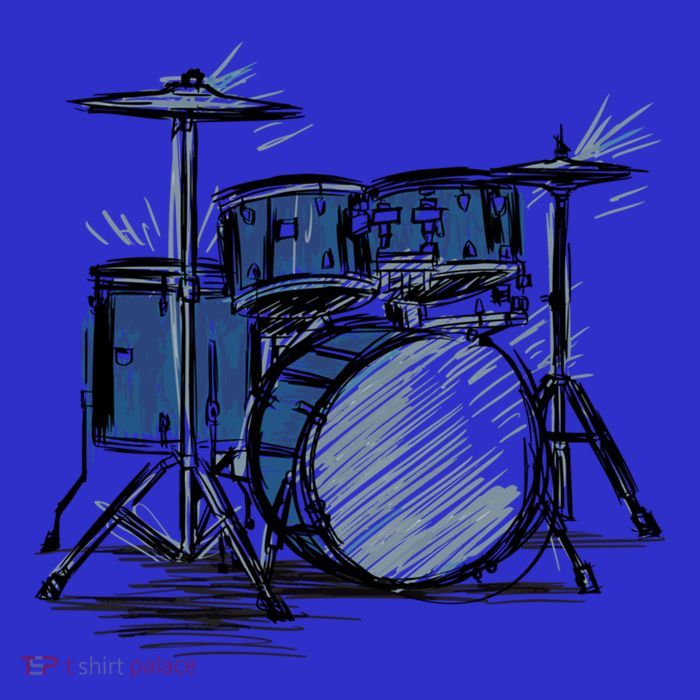 Cool Drummer Music Design Featuring A Sketch Of A Drum Kit Gift Womens T-Shirt